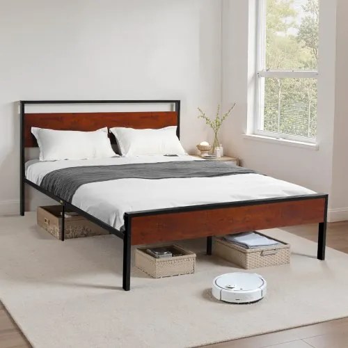 VEVOR Full Size Metal Platform Bed Frame with Headboard &amp; Under-Bed Storage 14in