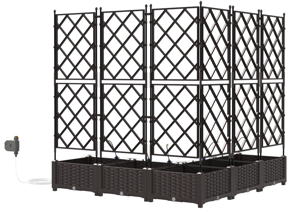 vidaXL Γλάστρες Κήπου 1 τεμ Καφασωτό Καφέ 120 x 120 x 126 cm Πλαστικό