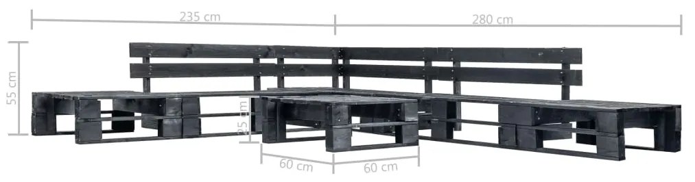 vidaXL Σαλόνι Κήπου από Παλέτες 4 Τεμαχίων από Μαύρο Ξύλο