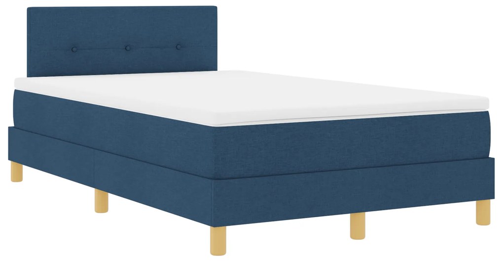 vidaXL Κρεβάτι Box Spring με Στρώμα Μπλε 120x200 εκ Ύφασμα