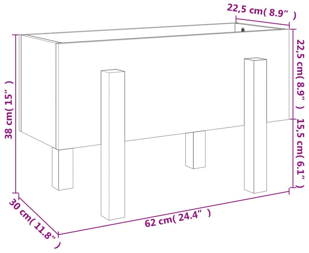 Ζαρντινιέρα 62x30x38 εκ. από Μασίφ Ξύλο Ψευδοτσούγκας - Καφέ