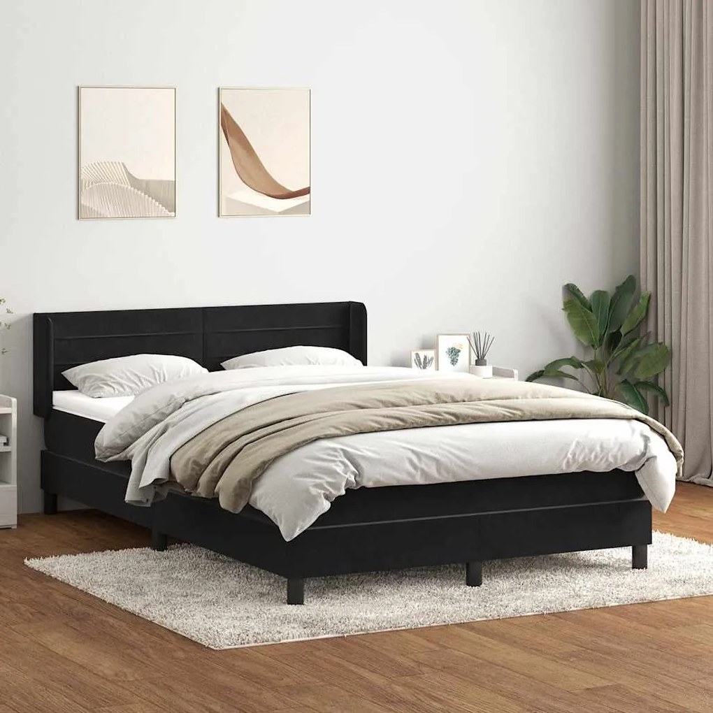 Κρεβάτι Boxspring με Στρώμα Μαύρο 160x210 εκ. Βελούδινο