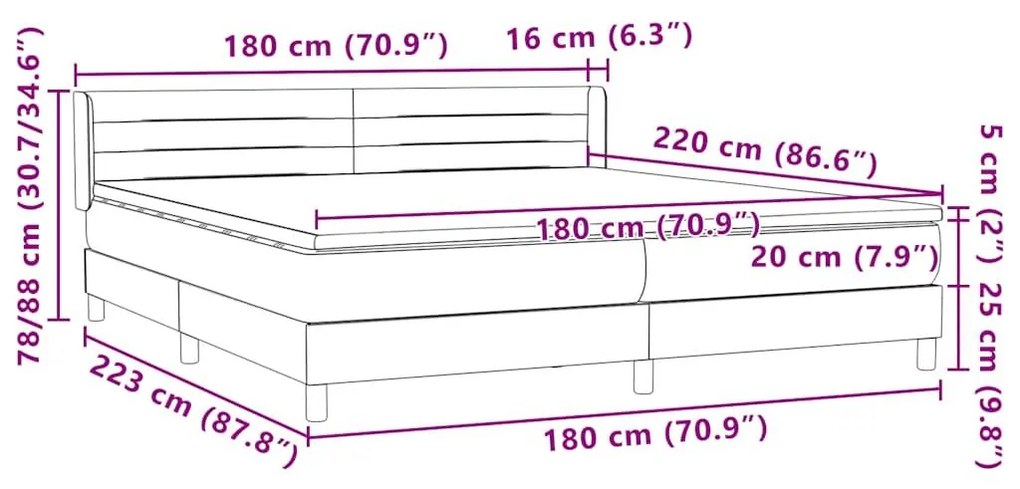 Box Spring κρεβάτι με στρώμα σκούρο πράσινο 180x220cm Βελούδινο - Πράσινο