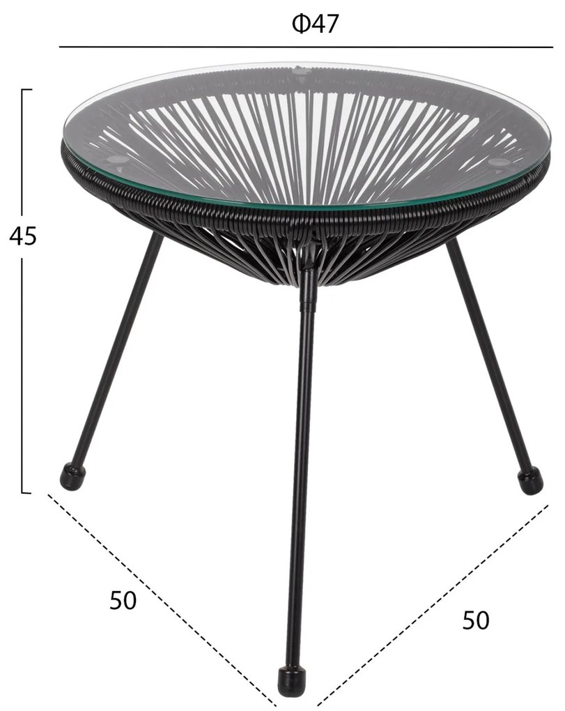 ΤΡΑΠΕΖΙ ΒΟΗΘΗΤΙΚΟ ALLEGRA ΕΠΑΓΓΕΛΜ. ΜΕΤΑΛΛΟ ΜΑΥΡΟ RATTAN ΜΑΥΡΟ Φ47x45Yεκ.