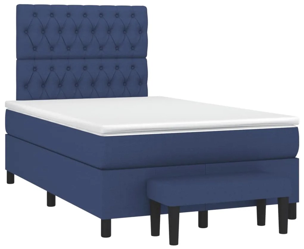 vidaXL Κρεβάτι Boxspring με Στρώμα Μπλε 120x190 εκ. Υφασμάτινο