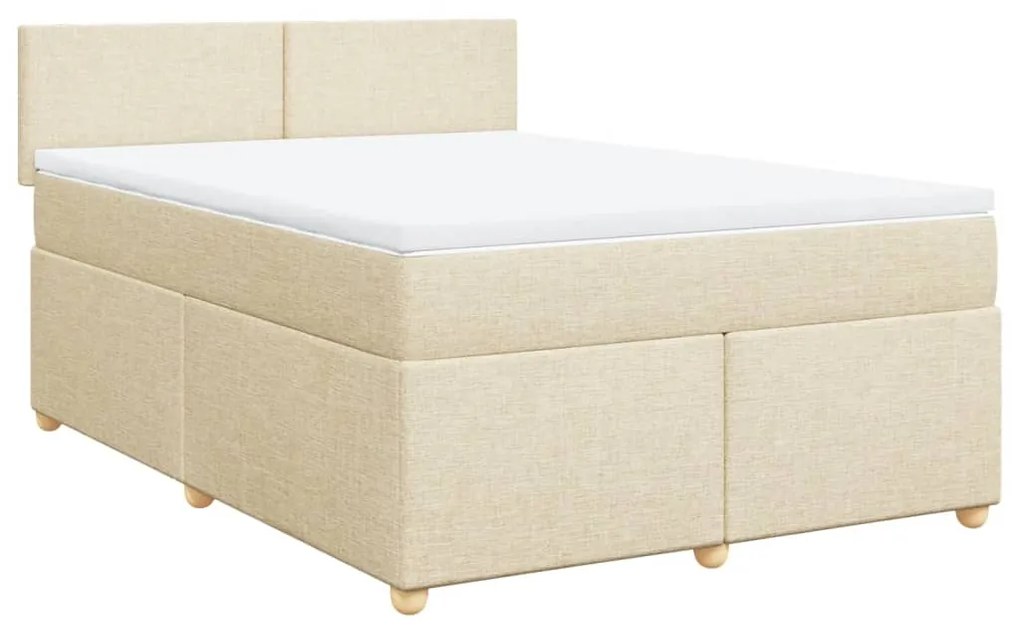 ΚΡΕΒΑΤΙ BOXSPRING ΜΕ ΣΤΡΩΜΑ ΚΡΕΜ 160X200 ΕΚ. ΥΦΑΣΜΑΤΙΝΟ 3289029