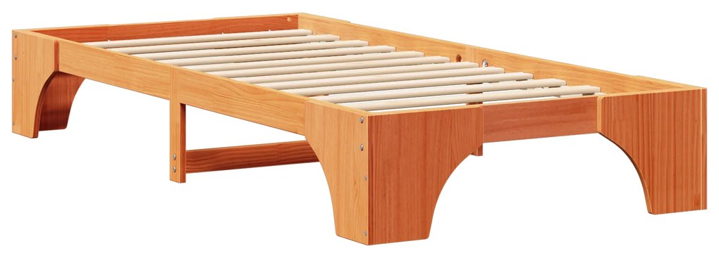 vidaXL Κρεβάτι Κερωμένο Καφέ 100x200 cm από Μασίφ Ξύλο Πεύκου