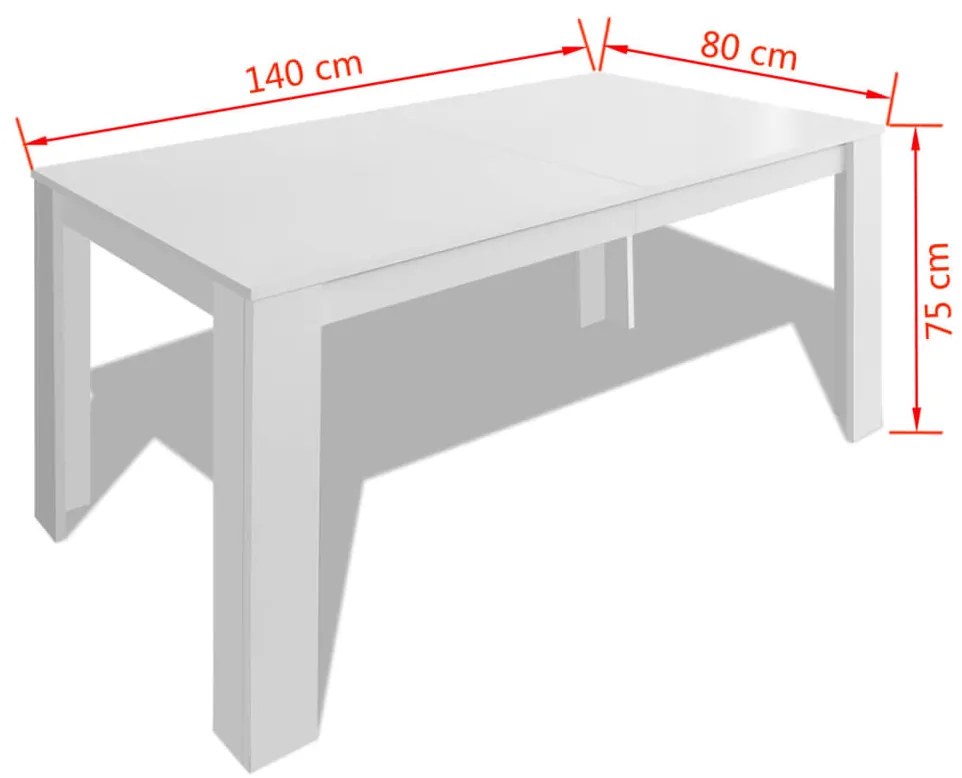 vidaXL Τραπεζαρία Λευκή 140 x 80 x 75 εκ.