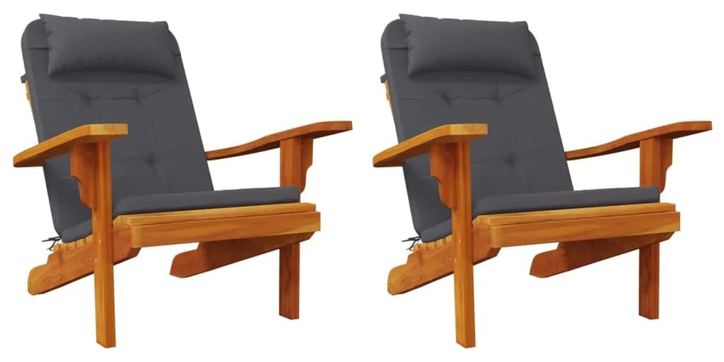 vidaXL Μαξιλάρια Καρέκλας Adirondack 2 τεμ. Ανθρακί από Ύφασμα Oxford
