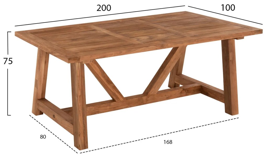 ΤΡΑΠΕΖΙ ΤΡΑΠΕΖΑΡΙΑΣ  PLUTON RECYCLED TEAK ΣΕ ΦΥΣΙΚΟ ΧΡΩΜΑ 200X100X75Yεκ.