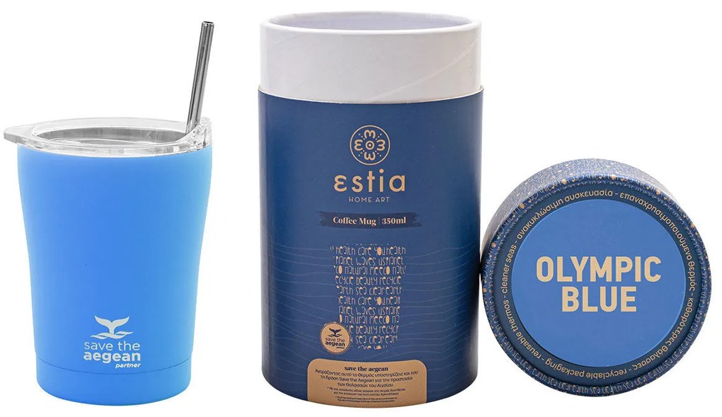 ESTIA ΘΕΡΜΟΣ COFFEE MUG SAVE THE AEGEAN 350ml OLYMPIC BLUE
