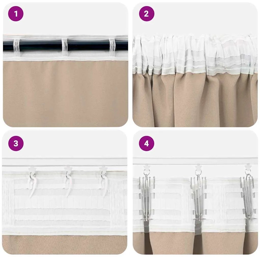 vidaXL Κουρτίνες με κουρτίνες 2 pcs Taupe Πολυεστέρας