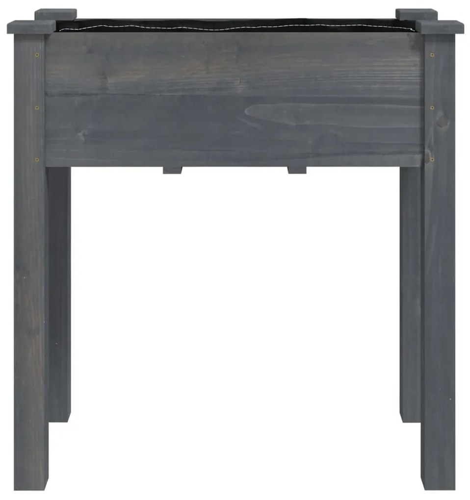 vidaXL Γλάστρα με Επένδυση Γκρι 71 x 37 x 76 εκ. από Μασίφ Ξύλο Ελάτης