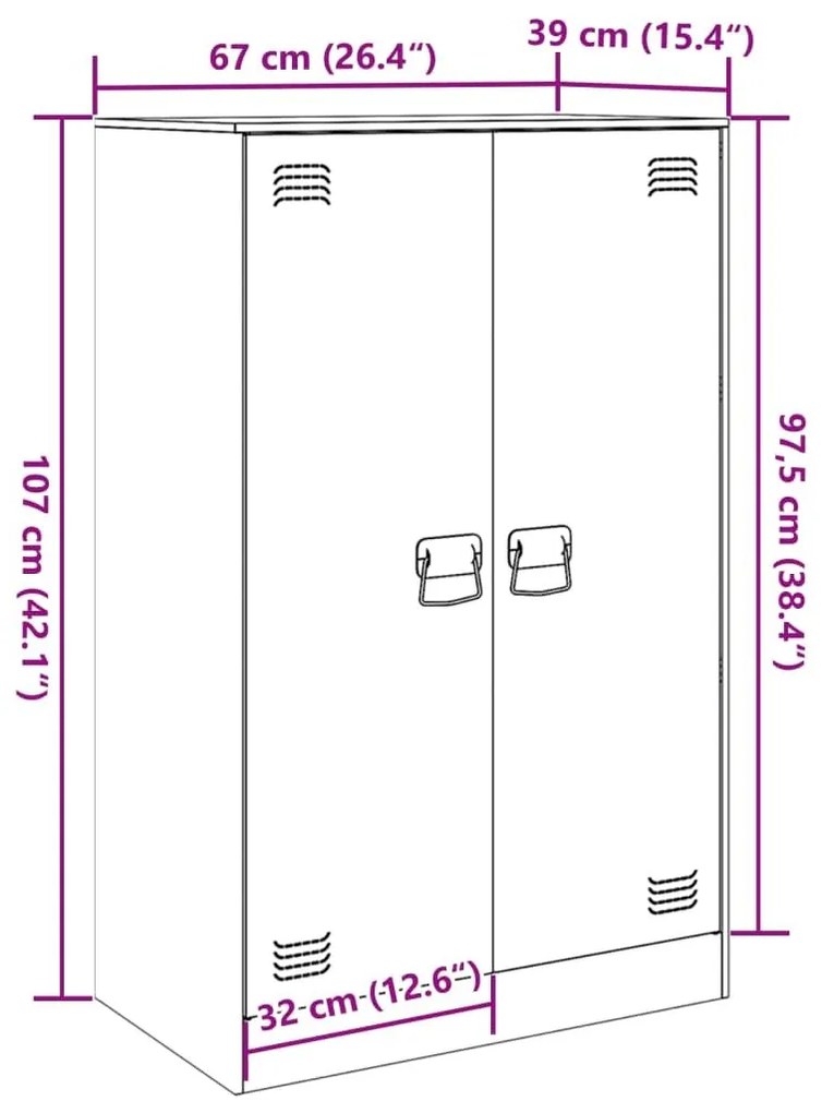 Ντουλάπι Πράσινο Λαδί 67x39x107 εκ. από Ατσάλι - Πράσινο