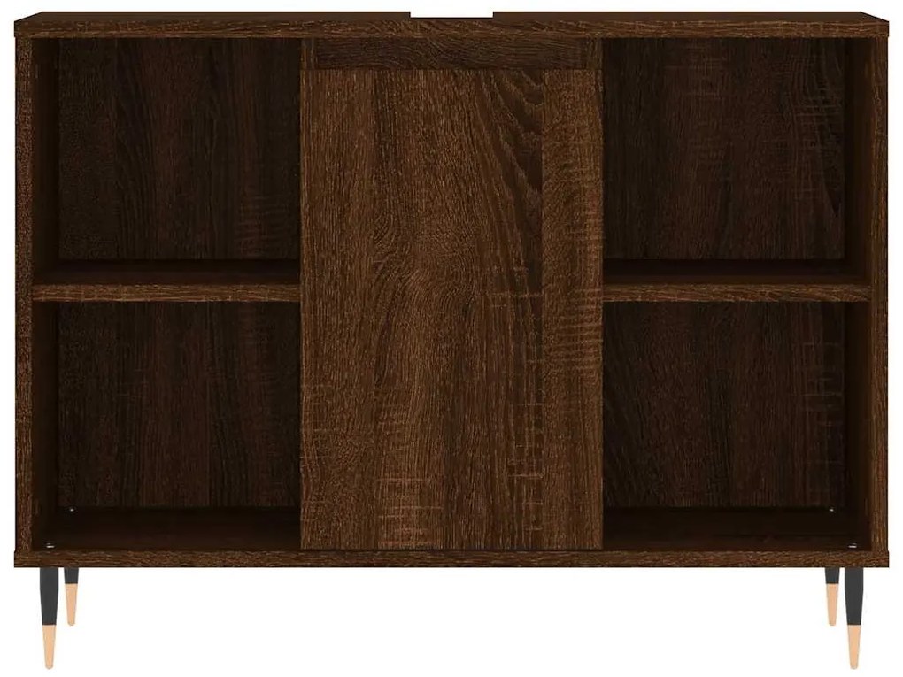vidaXL Ντουλάπι Μπάνιου Καφέ Δρυς 80 x 33 x 60 εκ. Επεξεργασμένο Ξύλο