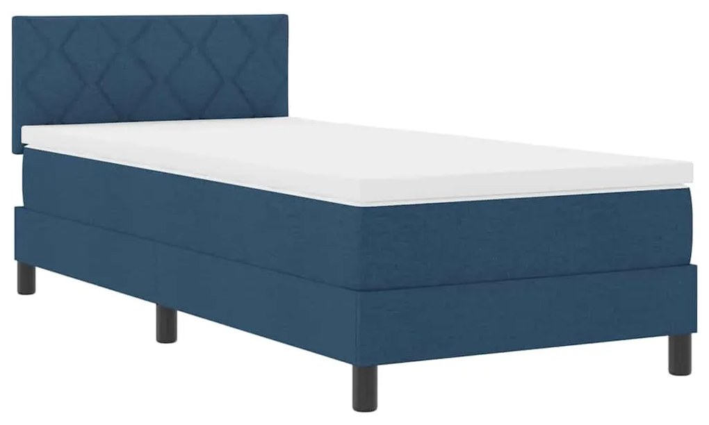 vidaXL Κρεβάτι με ελατήρια με στρώμα Μπλε 100 x 200 cm ύφασμα