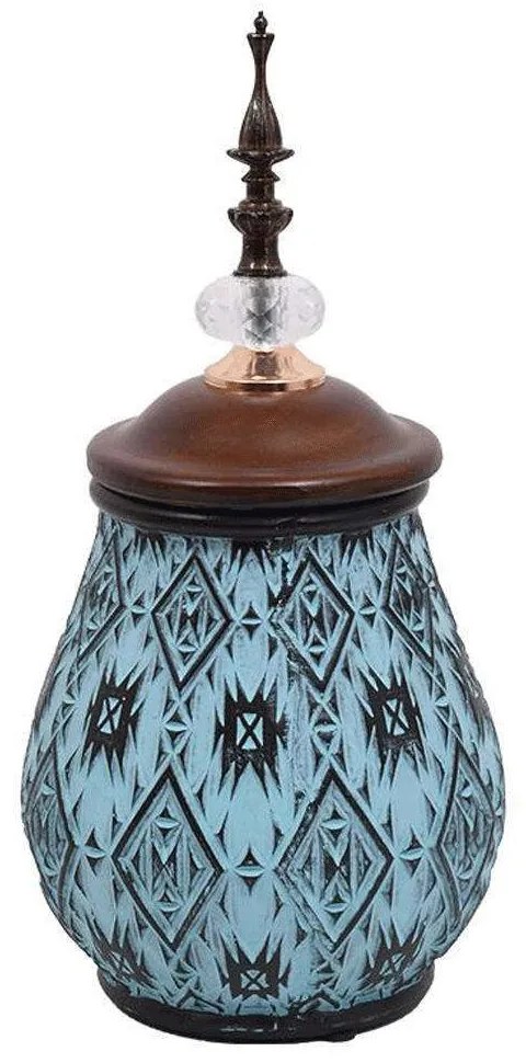 Βάζο Με Καπάκι 373-223-917 16x33cm Blue-Brown Ceramic