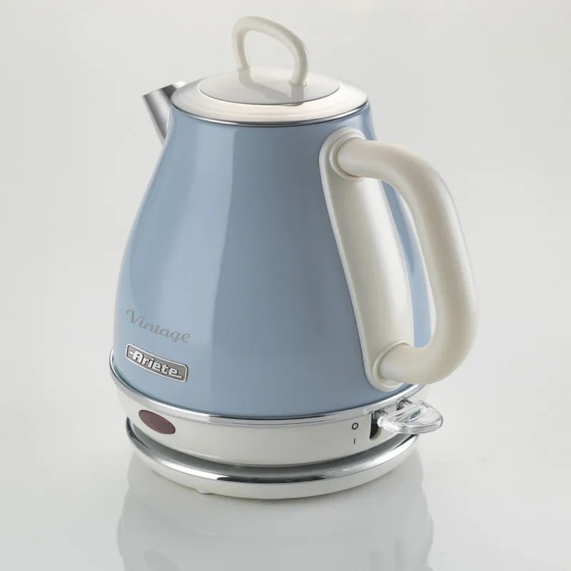 Ηλεκτρικός βραστήρας Ariete VINTAGE 2868/05, 1630W, 1 l, Μεταλλικό σώμα, Γρήγορο βράσιμο, Ασύρματη βάση, Μπλε
