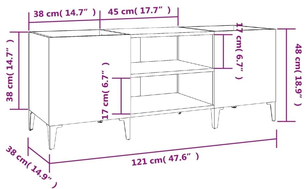 Δισκοθήκη Λευκή 121 x 38 x 48 εκ. Επεξεργασμένο Ξύλο - Λευκό