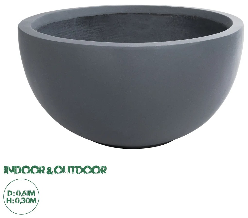 20697 GloboStar®  Artificial Garden BALTIMORE 20697 Διακοσμητικό Πολυεστερικό Τσιμεντένιο Κασπώ Γλάστρα - Flower Pot Γκρι Φ61 x Υ30cm