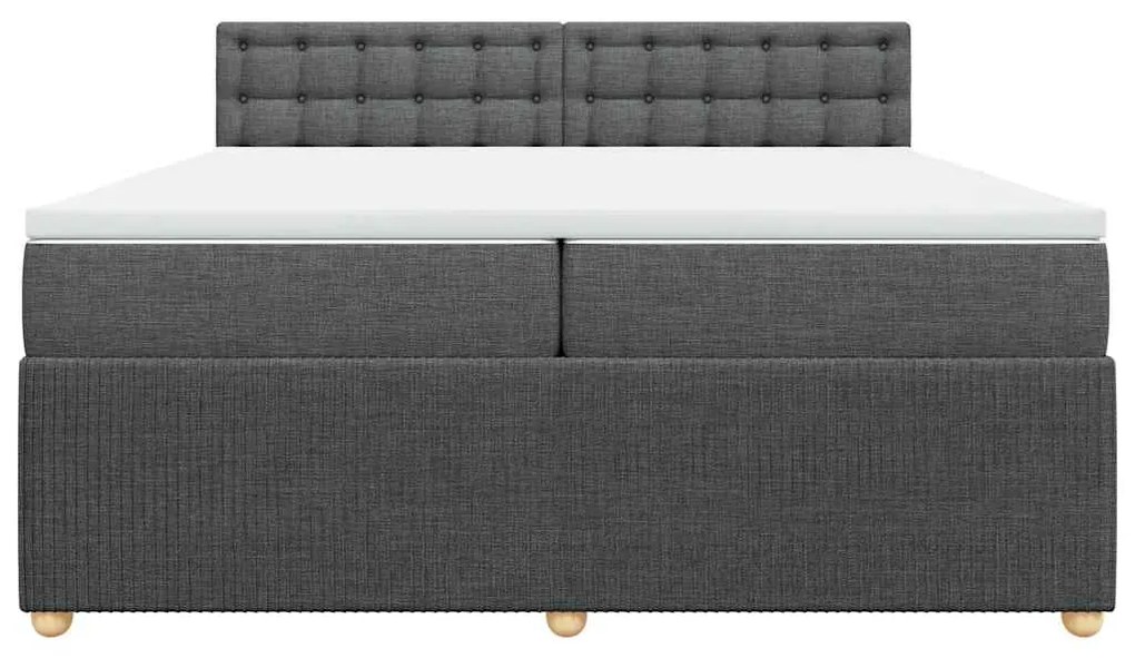 vidaXL Κρεβάτι Boxspring με Στρώμα Σκούρο Γκρι 200x200 εκ. Υφασμάτινο