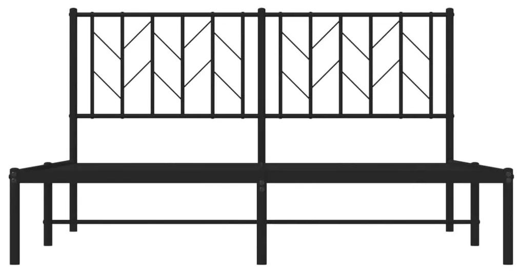 vidaXL Πλαίσιο Κρεβατιού με Κεφαλάρι Μαύρο 150 x 200 εκ. Μεταλλικό