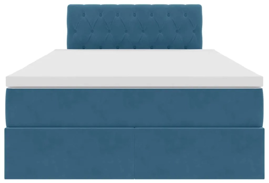 vidaXL Κρεβάτι Αποθήκης με στρώμα Σκούρο Μπλε 120 x 200 cm Βελούδο