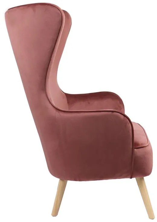 Μπερζέρα Byfon σάπιο μήλο βελούδο-πόδι rubberwood σε φυσική απόχρωση 76x83x117εκ 76x83x117 εκ.