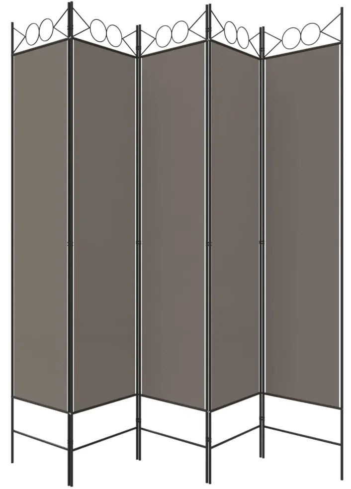 vidaXL Διαχωριστικό Δωματίου με 5 Πάνελ Ανθρακί 200x200 εκ. από Ύφασμα