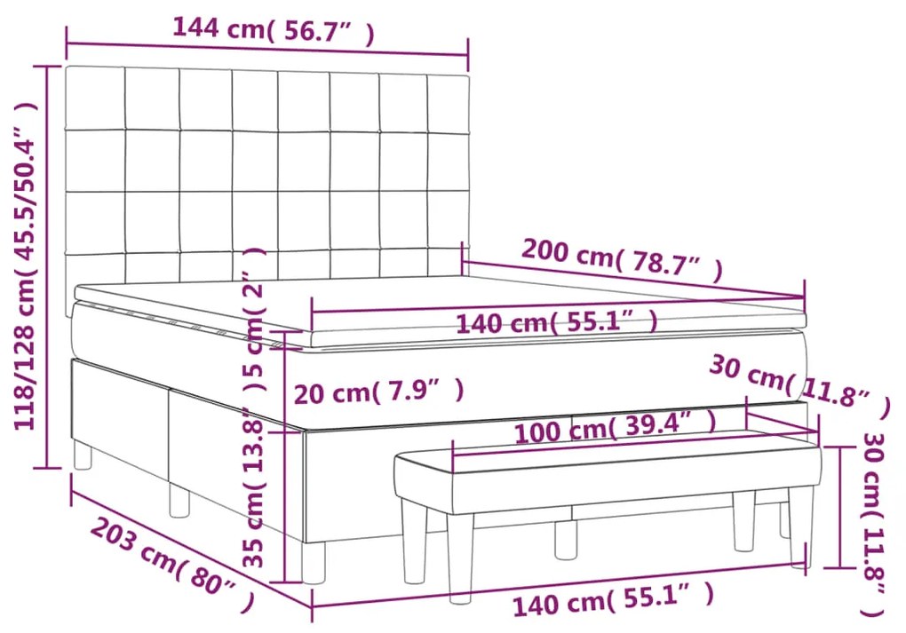 ΚΡΕΒΑΤΙ BOXSPRING ΜΕ ΣΤΡΩΜΑ ΑΝΟΙΧΤΟ ΓΚΡΙ 140X200 ΕΚ. ΥΦΑΣΜΑΤΙΝΟ 3136597