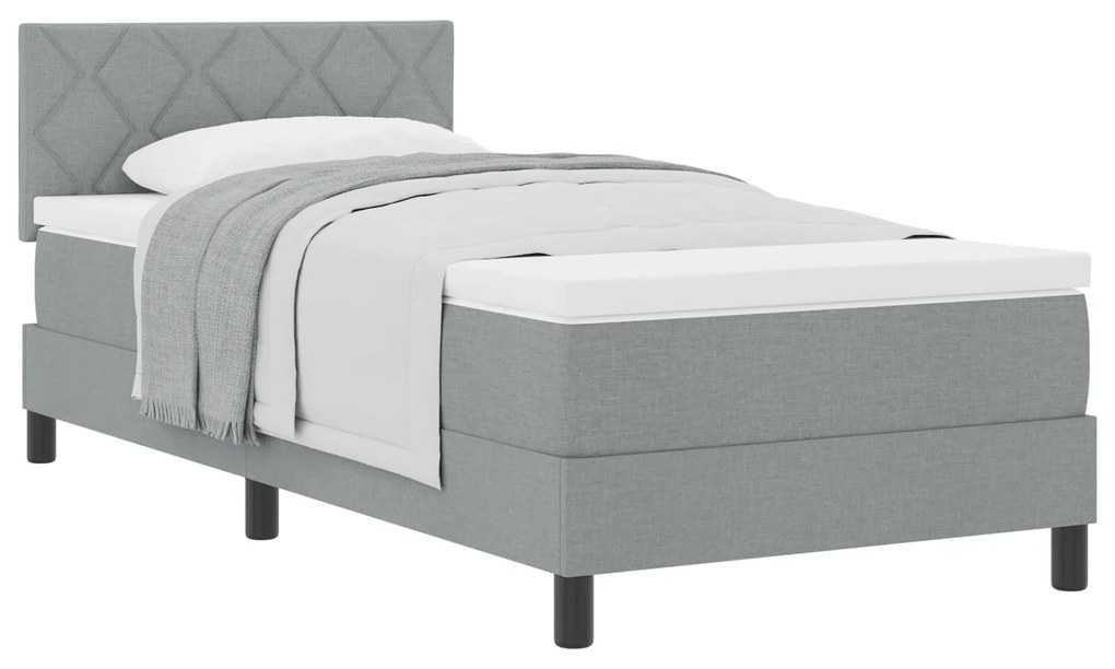 vidaXL Box Spring Bed με Στρώμα Ανοιχτό Γκρι 100x200 εκ. Ύφασμα