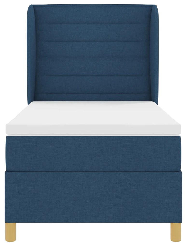 vidaXL Κρεβάτι Box Spring με Ματράζ  Μπλε 100x200 εκ. Ύφασμα