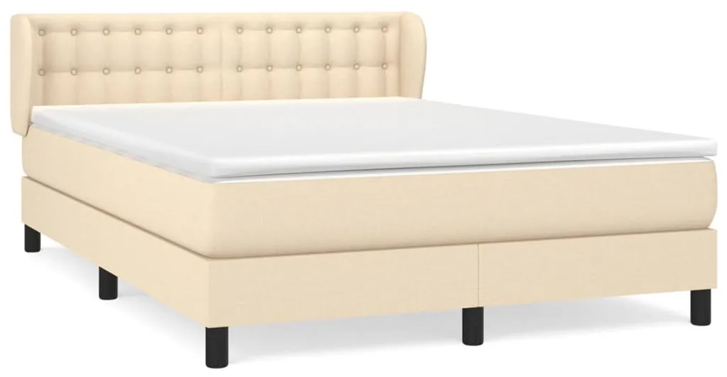 vidaXL Κρεβάτι Boxspring με Στρώμα Κρεμ 140x200 εκ. Υφασμάτινο