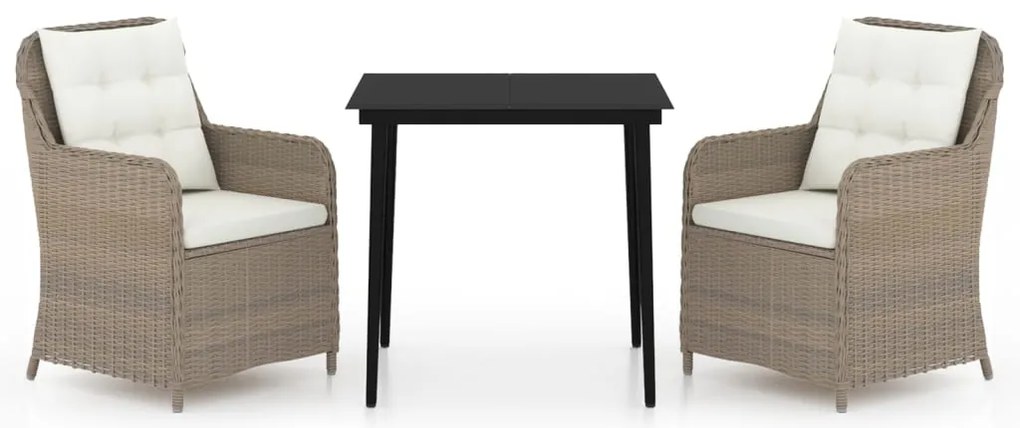 vidaXL Σετ Τραπεζαρίας Κήπου 3 Τεμαχίων Καφέ