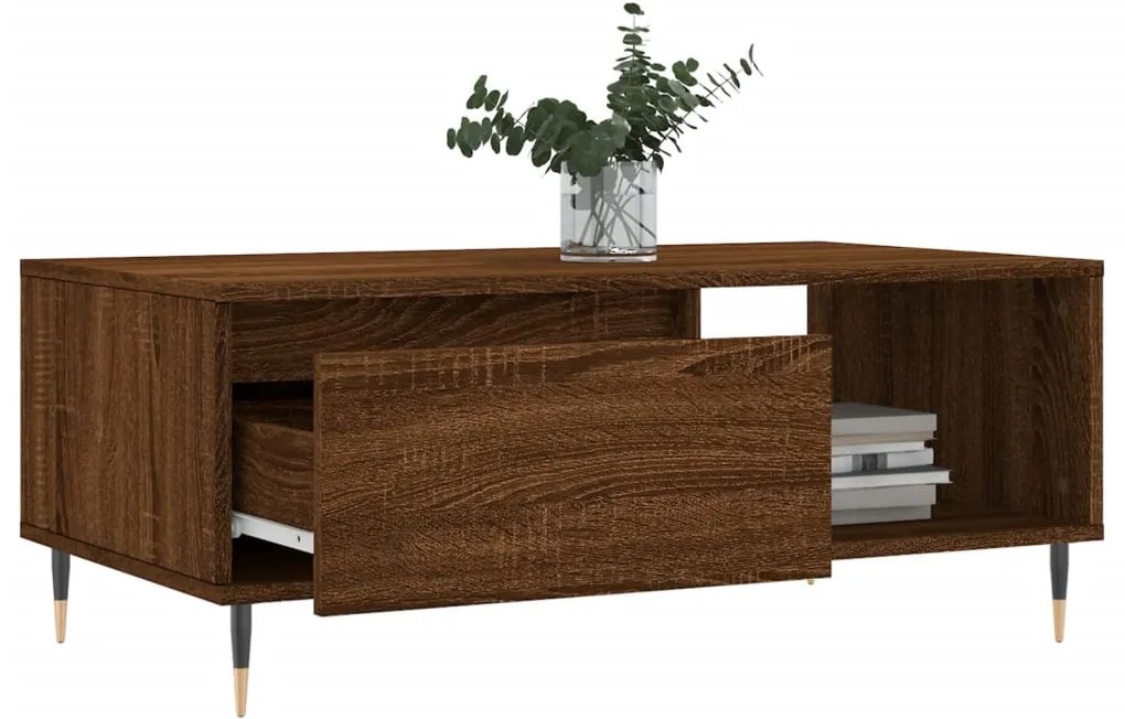 vidaXL Τραπεζάκι Σαλονιού Καφέ Δρυς 90x50x36,5 εκ. Επεξεργασμ. Ξύλο