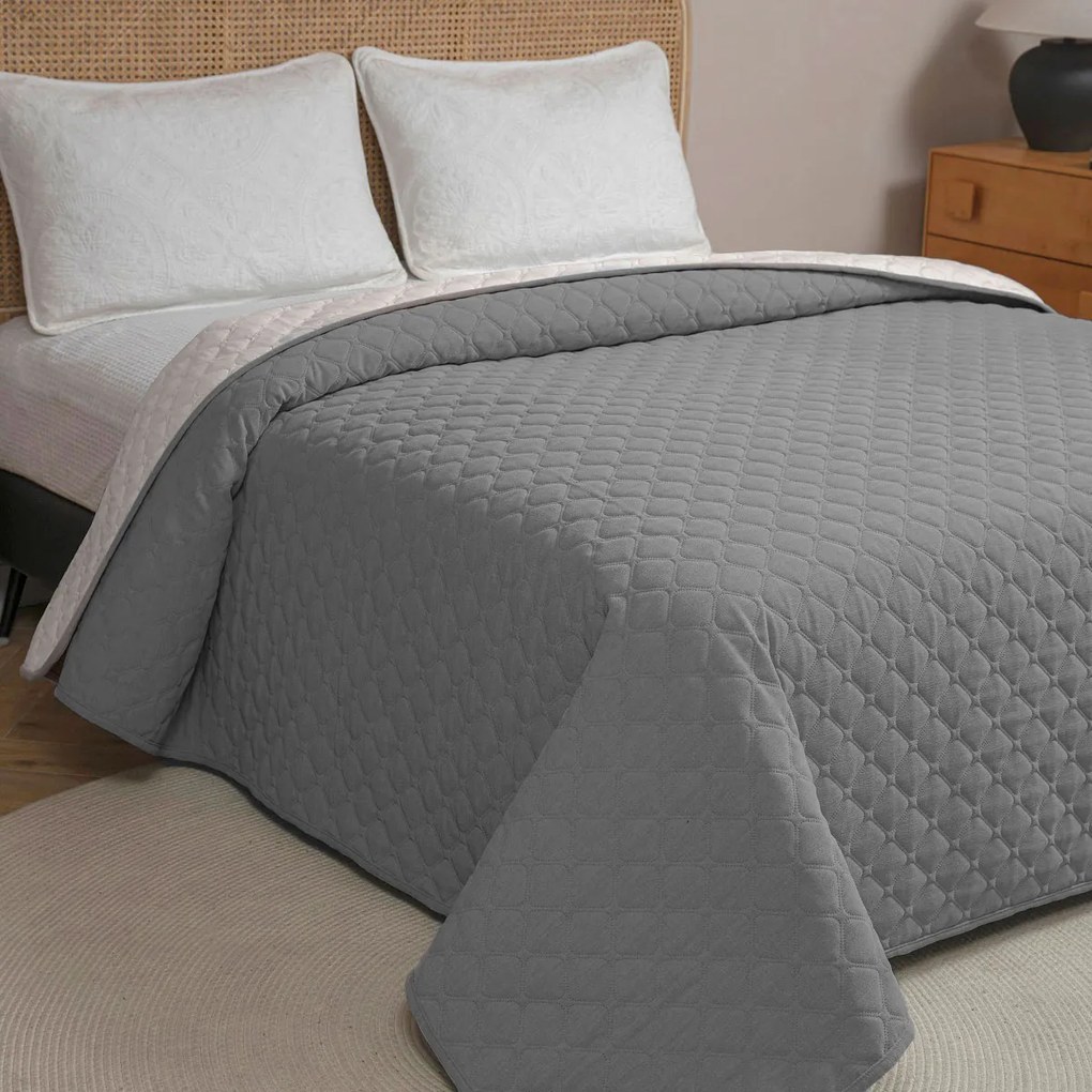 Κουβερλί Υπέρδιπλο (220x240) 2 Όψεων AdamHome Mistral Grey