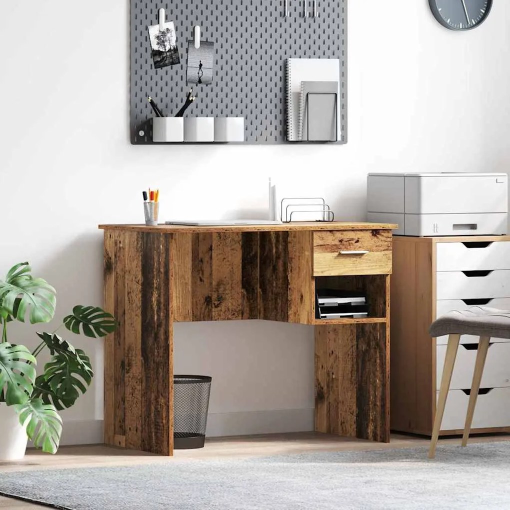 vidaXL Γραφείο με Αποθήκευση Παλιού Ξύλου 90x49.5x75 εκ. Επεξεργασμένο ξύλο