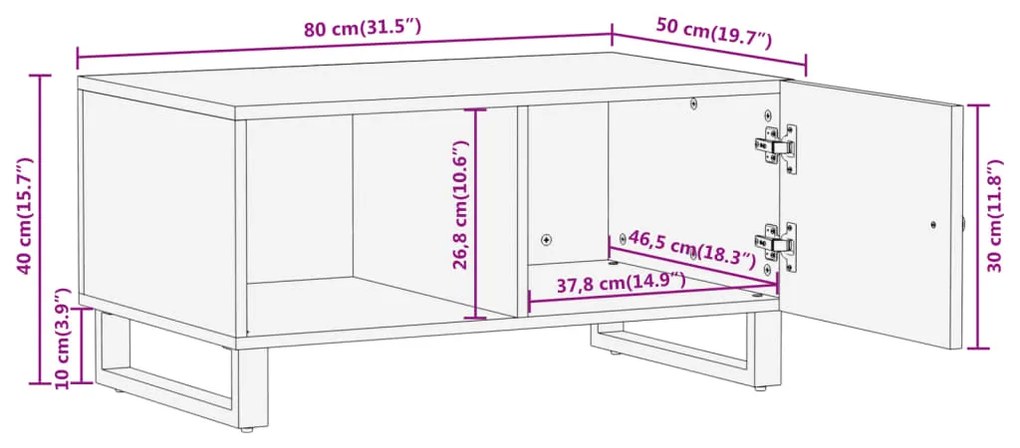 ΤΡΑΠΕΖΑΚΙ ΣΑΛΟΝΙΟΥ ΚΑΦΕ/ΜΑΥΡΟ 80X50X40ΕΚ. ΑΠΟ ΜΑΣΙΦ ΞΥΛΟ ΜΑΝΓΚΟ 356787