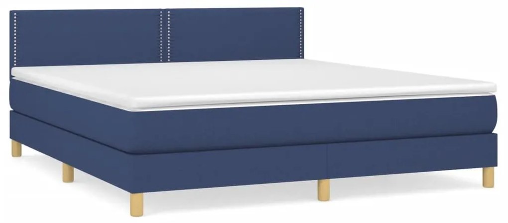 Κρεβάτι Boxspring με Στρώμα Μπλε 160x200 εκ. Υφασμάτινο - Μπλε