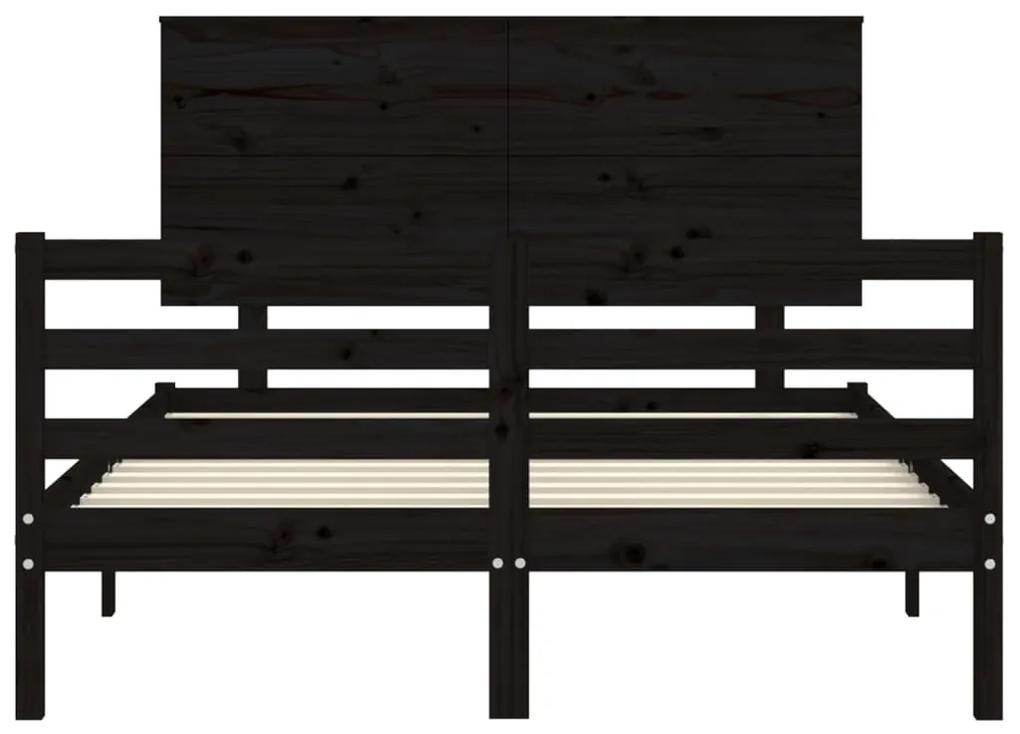 vidaXL Πλαίσιο Κρεβατιού με Κεφαλάρι Μαύρο 120x200 εκ. Μασίφ Ξύλο