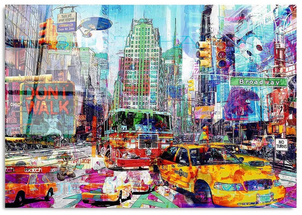 Πίνακας Γυάλινος 123BZM2226 100x70cm Multi Wallity Οριζόντιοι Glass