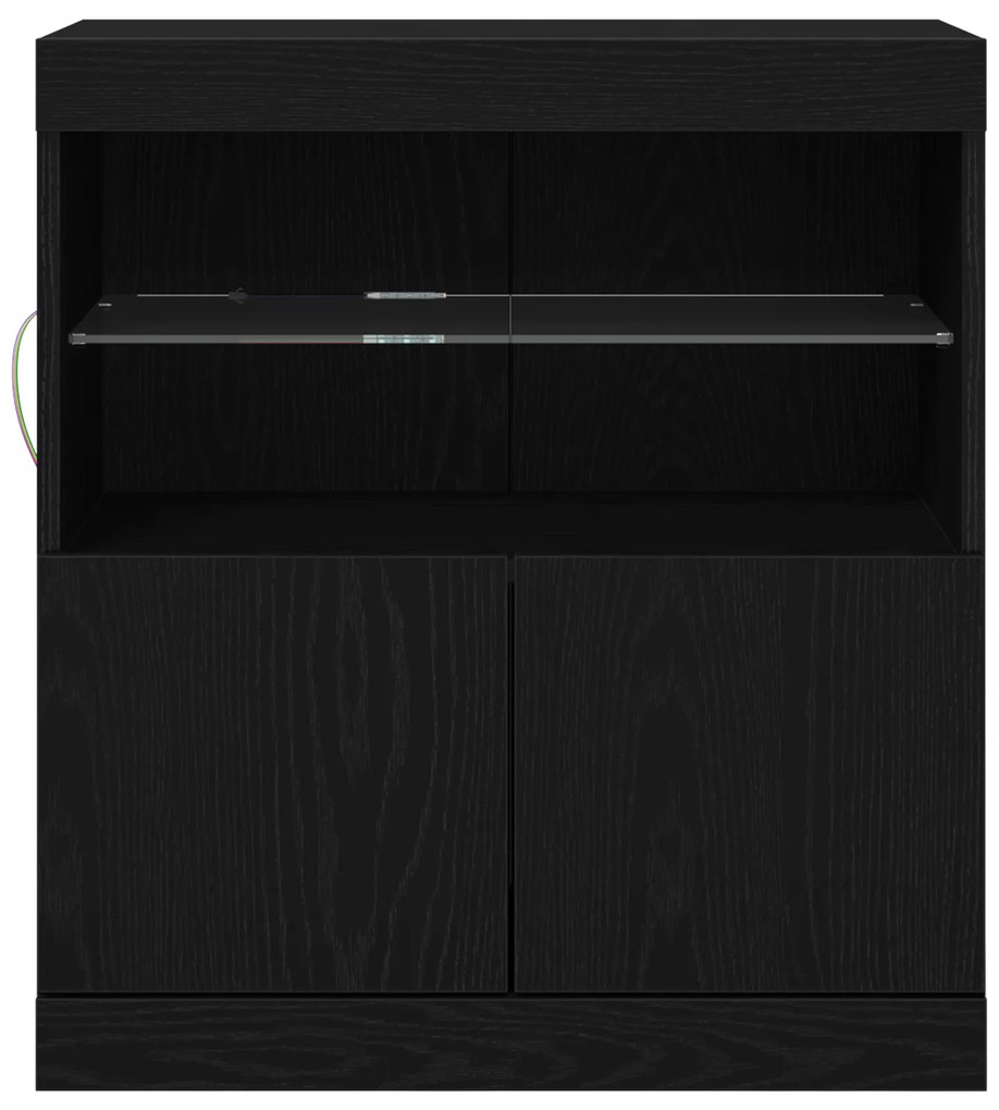 vidaXL Μπουφές με LED Φώτα Μαύρο Δρυς 60x37x67 εκ.