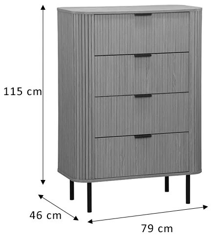 Συρταριέρα Scandi pakoworld με 4 συρτάρια φυσικό 79x46x115εκ