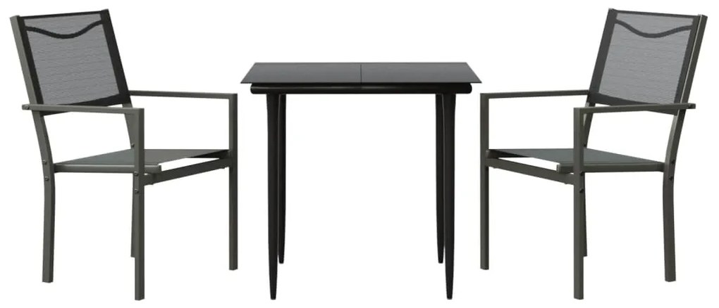 vidaXL Σετ Τραπεζαρίας Κήπου 3 Τεμαχίων Μαύρο από Ατσάλι &amp; Textilene