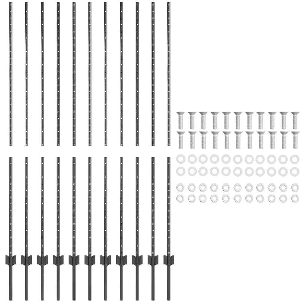 vidaXL Φράχτες 22 pcs Γκρι 150 cm Ατσάλι