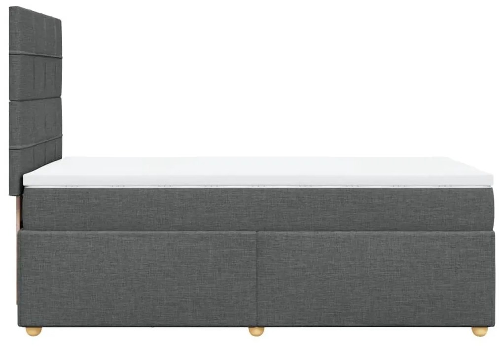 Κρεβάτι Boxspring με Στρώμα Σκούρο Γκρι 100x200 εκ. Υφασμάτινο - Γκρι