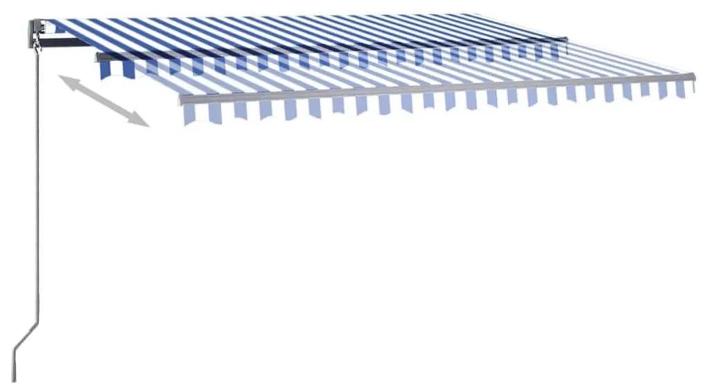 Τέντα Αυτόματη με LED &amp; Αισθ. Ανέμου Μπλε / Λευκό 400x350 εκ. - Μπλε