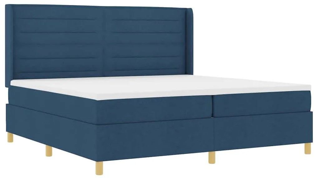 vidaXL Κρεβάτι με ελατήρια με στρώμα Μπλε 200 x 200 cm ύφασμα