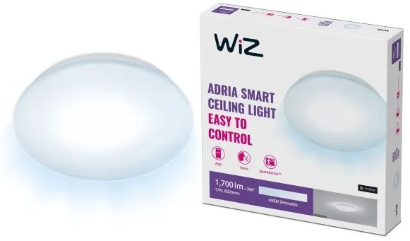 Έξυπνο Φωτιστικό Οροφής Πλαφονιέρα LED 17W Λευκό 4000Κ Dimmable Adria 929002685422 Wiz-929002685422-Λευκό 929002685422