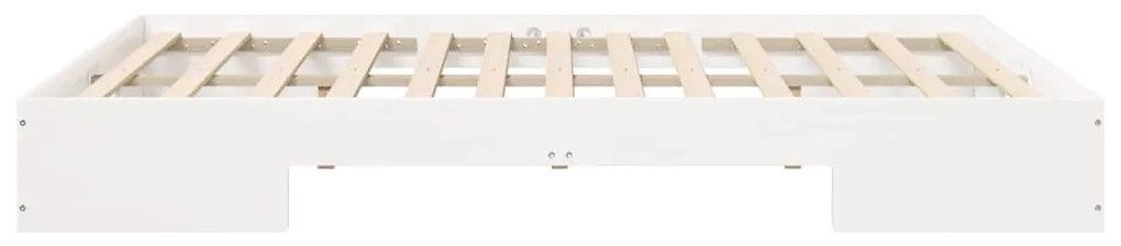 vidaXL Κρεβάτι δαπέδου Λευκό 160 x 200 cm Μασίφ ξύλο πεύκου